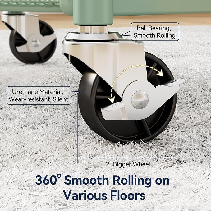 YASONIC 3 Tier Rolling Cart – Metal Utility Storage Cart - Image 7