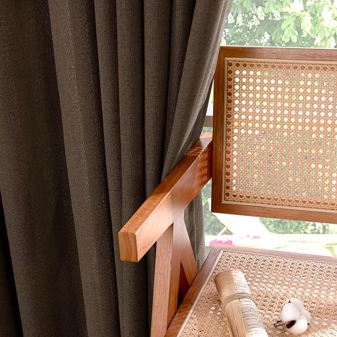 YoungsTex Brown Linen Curtains 80 Inch Length - Image 7