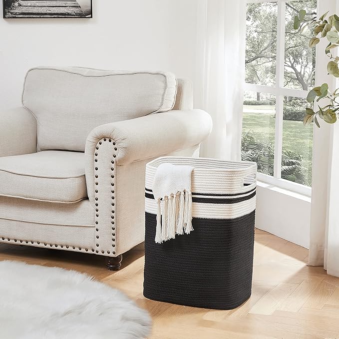 OIAHOMY Laundry Hamper-Laundry Basket, Tall Cotton Storage Basket - Image 2