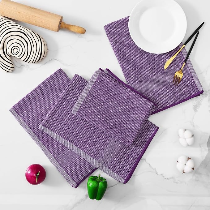 Homaxy Premium Kitchen Towels, Large Cotton Kitchen Hand Towels, Flat and Terry - Image 5