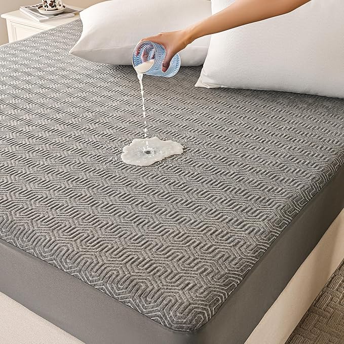 GRT Waterproof Mattress Protector Full, Breathable Bamboo Charcoal Fiber by GRT