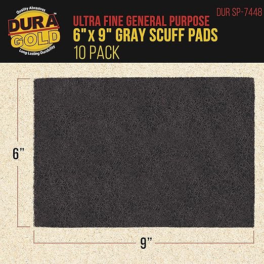 Dura-Gold Premium 6" x 9" Gray Ultra Fine General Purpose Scuff Pads, Box of 10 - Image 2