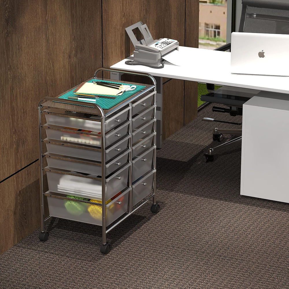 Simple Houseware 12 Drawers Rolling Utility Cart Organizer, Chrome