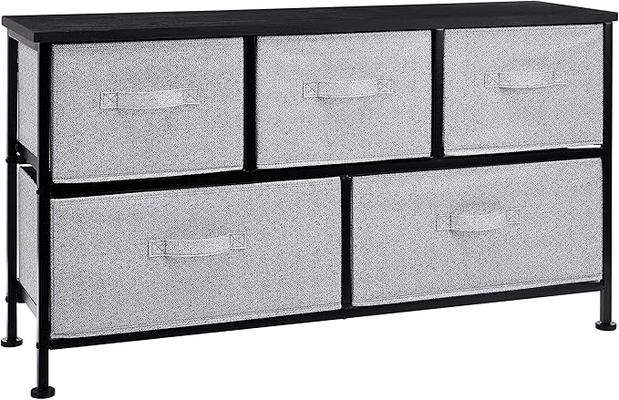 Amazon Basics Extra Wide Fabric 5-Drawer Storage Organizer Unit by AmazonBasics