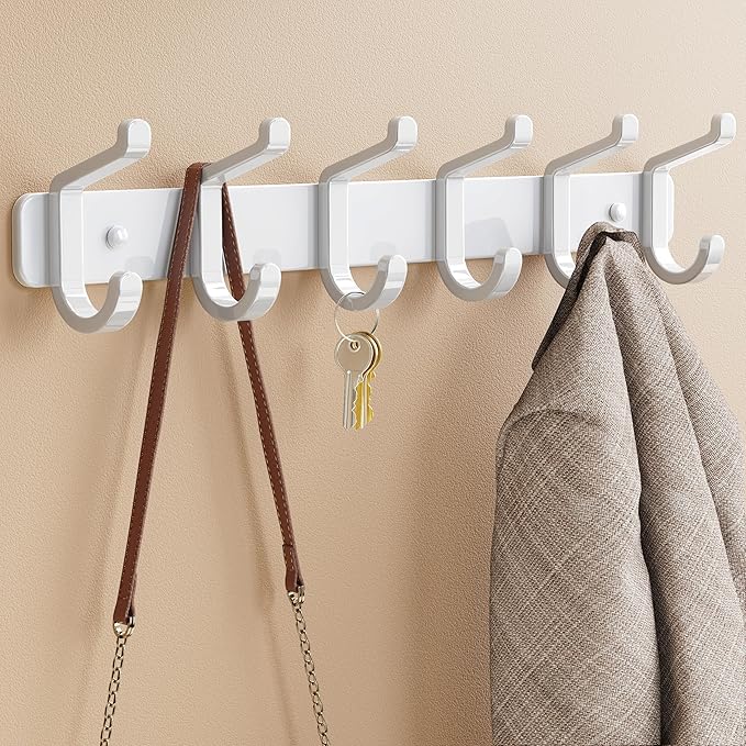 Coat Rack Wall Mounted Heavy-Duty: Metal Coat Hanger 6 Hooks - Image 8