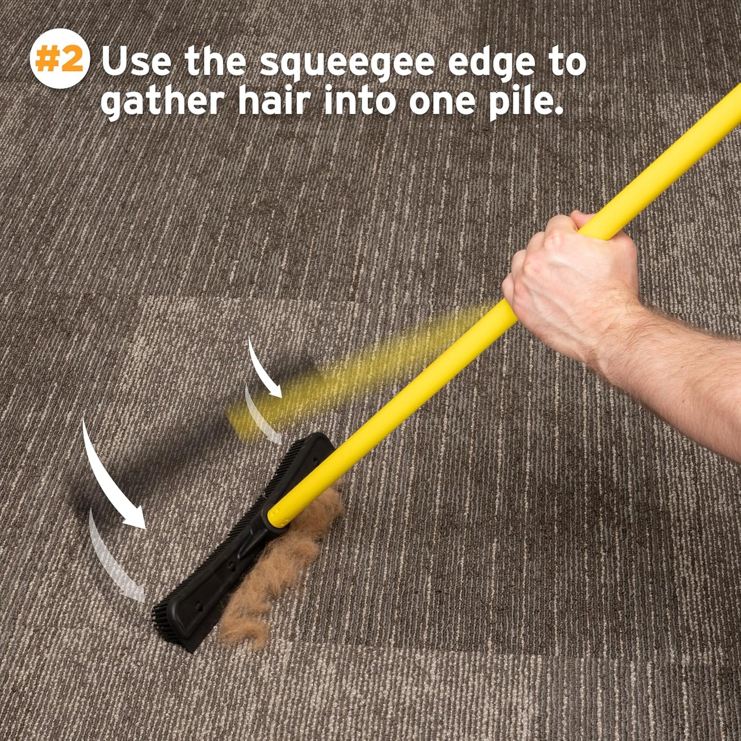 FURemover Pet Hair Removal Rubber Broom, 58" Telescopic Handle with Lint Brush