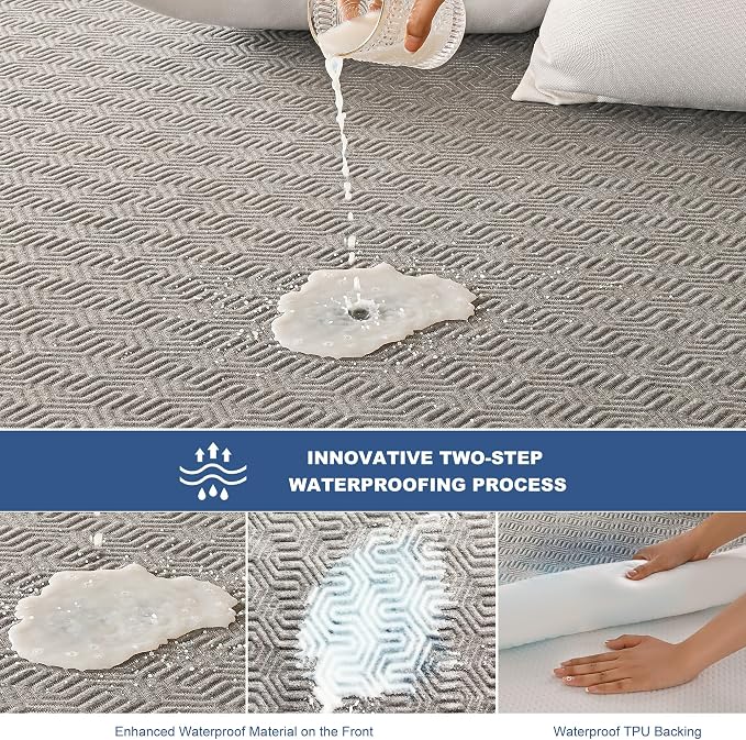 GRT Waterproof Mattress Protector King, Breathable Bamboo Charcoal Fiber - Image 2