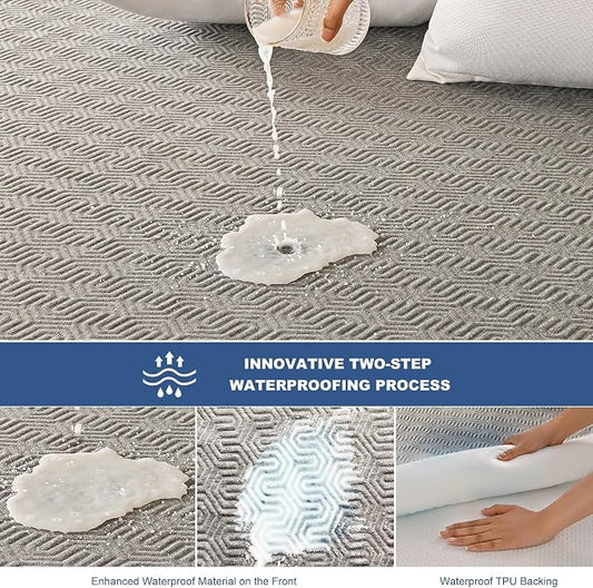 GRT Twin Mattress Protector Waterproof, Breathable Bamboo Charcoal Fiber - Image 2