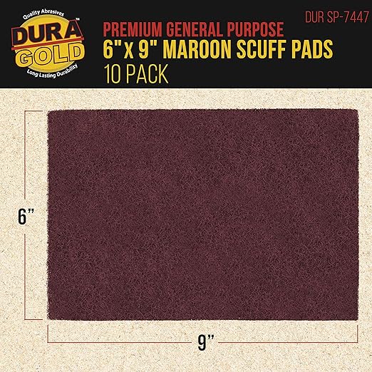 Dura-Gold Premium 6" x 9" Maroon General Purpose Scuff Pads, Box of 10 - Image 2