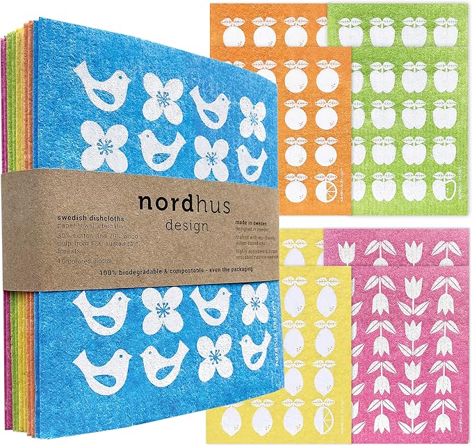 Nordhus Design Swedish Dishcloths, 10 Cloths, Made in Sweden by nordhusdesign