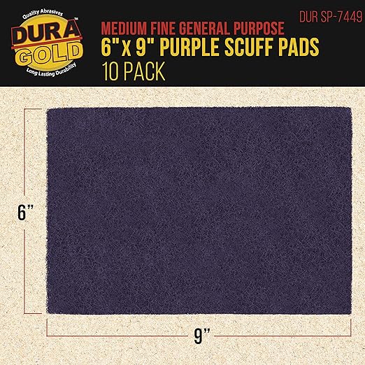 Dura-Gold Premium 6" x 9" Purple Medium Fine 600 Grit General Purpose Scuff Pads - Image 2