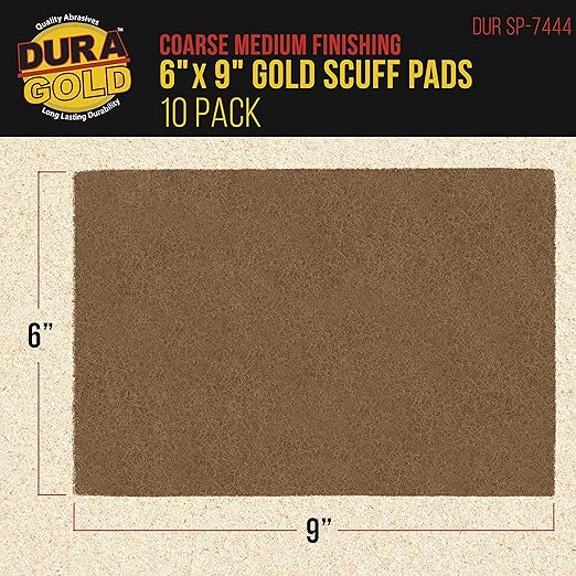 Dura-Gold Premium 6" x 9" Gold Coarse Scuff Pads, Box of 10 - Image 2