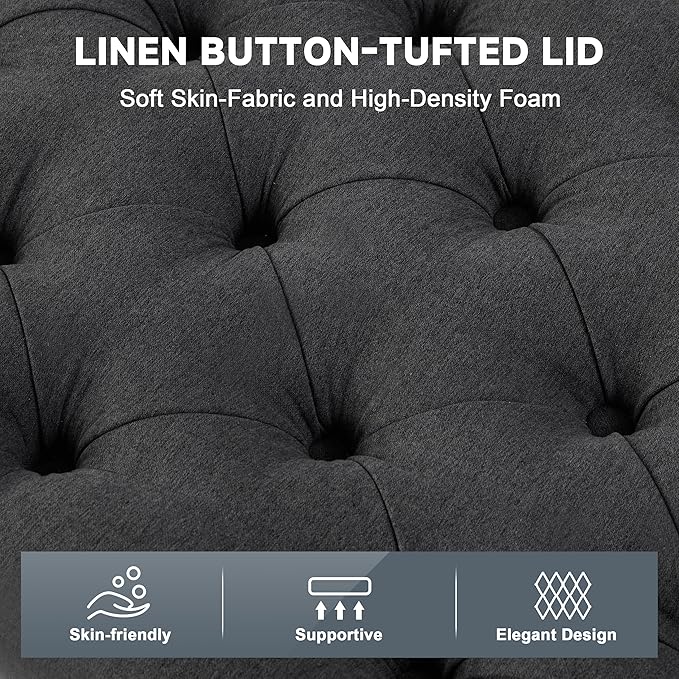 50" Storage Ottoman Bench, Tufted Ottoman - Image 6