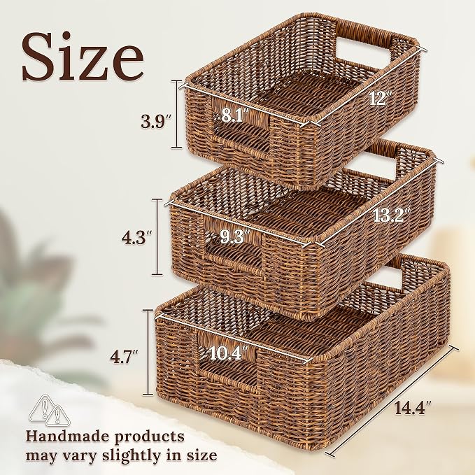 Baskets for Organizing, Undershelf Wicker Storage, Hand Woven Organizer for - Image 2