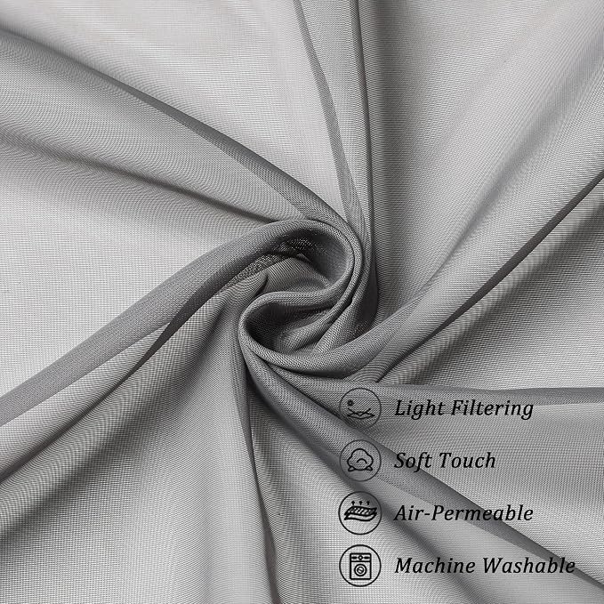 Chyhomenyc Charcoal Grey Sheer Curtains 45 Inch Long 2 Panels, Light Filtering - Image 8
