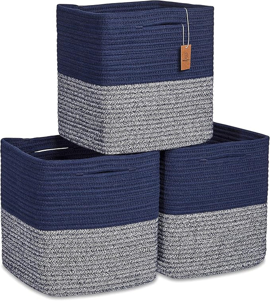 NaturalCozy Storage Cubes 11 Inch Cotton Rope Woven Baskets by NaturalCozy