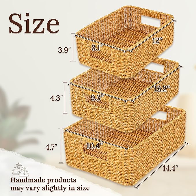 Baskets for Organizing, Undershelf Wicker Storage, Hand Woven Organizer for - Image 2