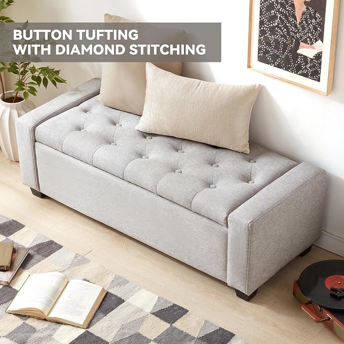 48" Ottoman with Storage, Large Storage Ottoman Bench - Image 6