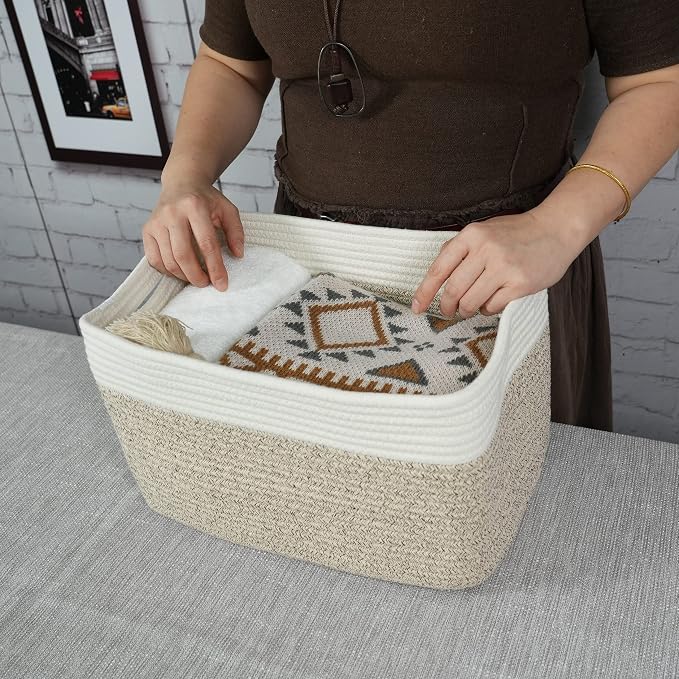 Cotton Rope storage Basket Bins Woven Basket - Image 3