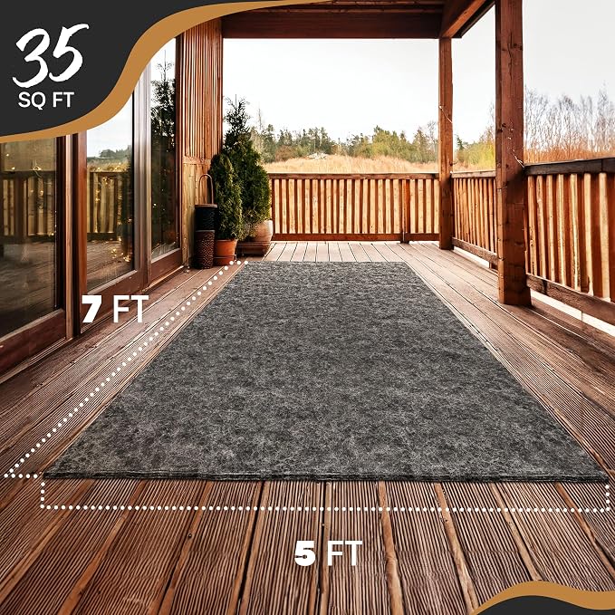 Nevlers 5'x7' Felt TPO Non Slip Rug Pad | 1/4" Thick Rug Cushion | Anti Slip - Image 3
