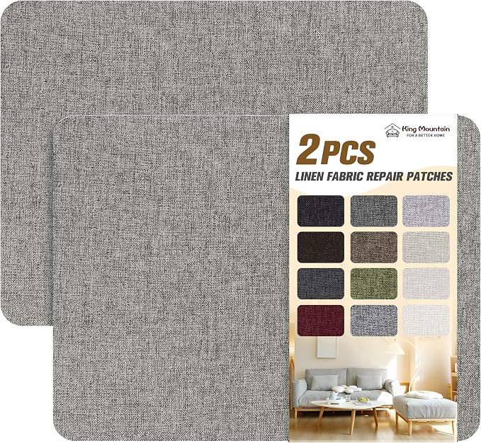 KING MOUNTAIN Fine Linen Fabric Patches, Self-Adhesive, 8x11 inch, by ForABetterHomeLife