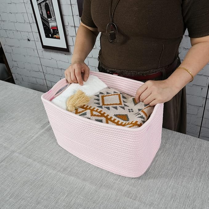 Cotton Rope storage Basket Bins Woven Basket - Image 3