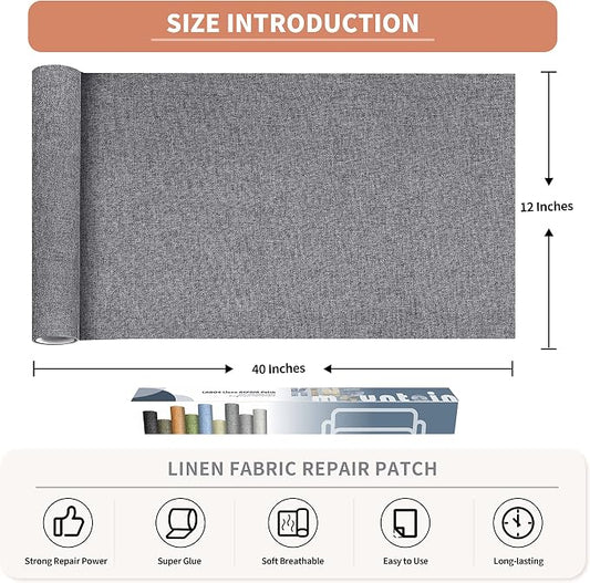 Fine Linen Fabric Patches, Self-Adhesive, Extra Large 12x40 Inch, - Image 2