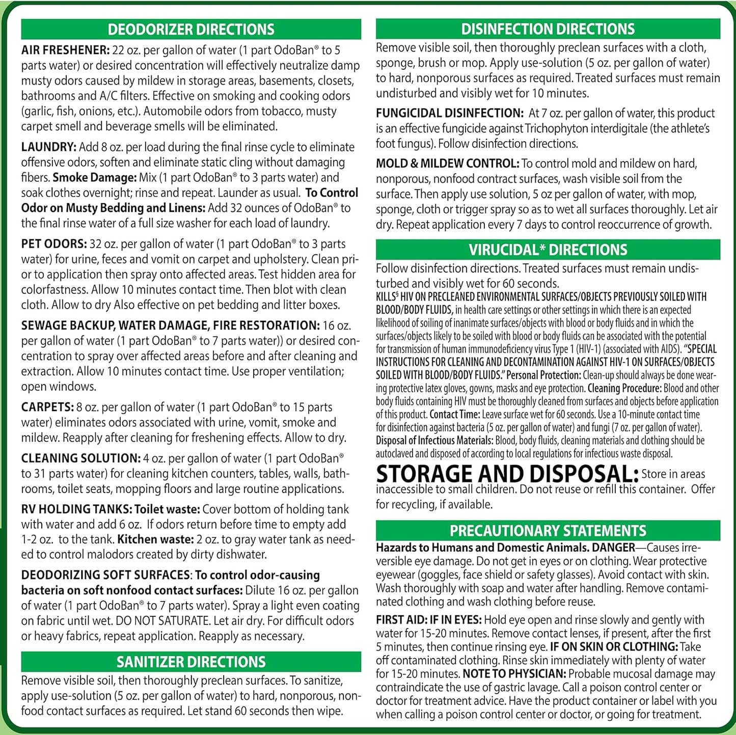 OdoBan Disinfectant Odor Eliminator and All Purpose Cleaner Concentrate, Original Eucalyptus Scent, 1 Gallon