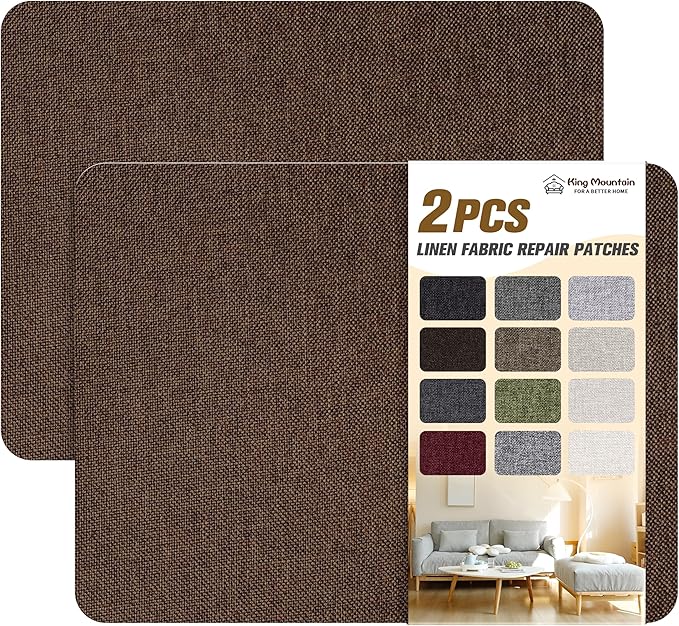 KING MOUNTAIN Coarse Linen Repair Patches, Self-Adhesive Linen Fabric Patches by ForABetterHomeLife