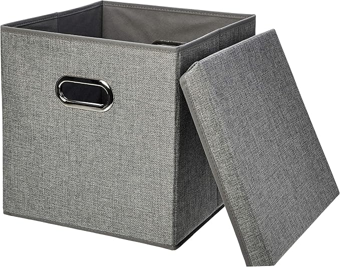 Amazon Basics Foldable Burlap Cloth Cube Storage Bin by AmazonBasics