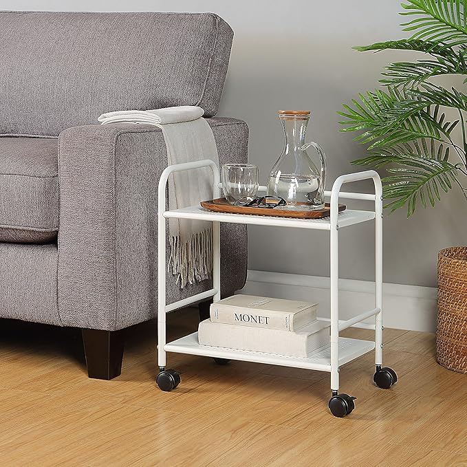 SunnyPoint 2-Tier Metal Rolling Utility Cart – Mobile Storage Shelf - Image 2