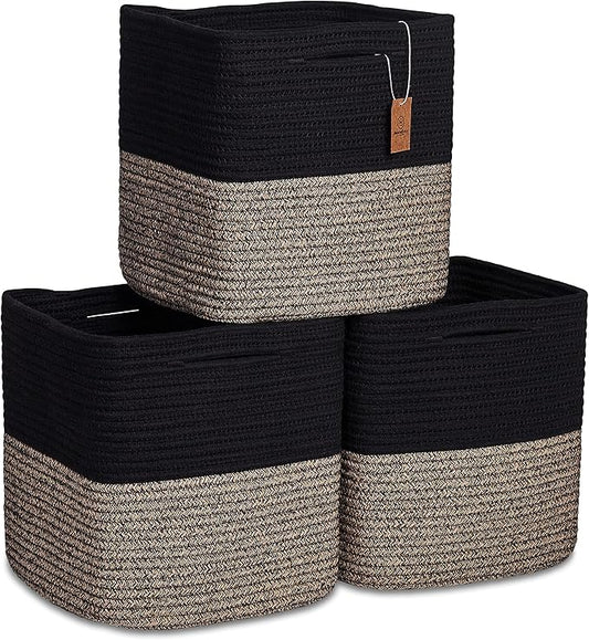 NaturalCozy Storage Cubes 11 Inch Cotton Rope Woven Baskets by NaturalCozy