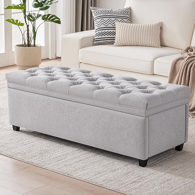 50" Storage Ottoman Bench, Tufted Ottoman by Mangodan