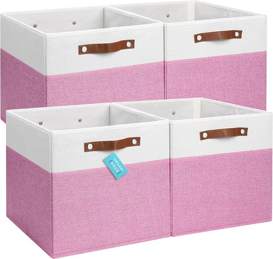 OrganiHaus 13x13 Cube Fabric Storage Bins Set of 4, Fabric Storage Cubes w/ by OrganiHaus
