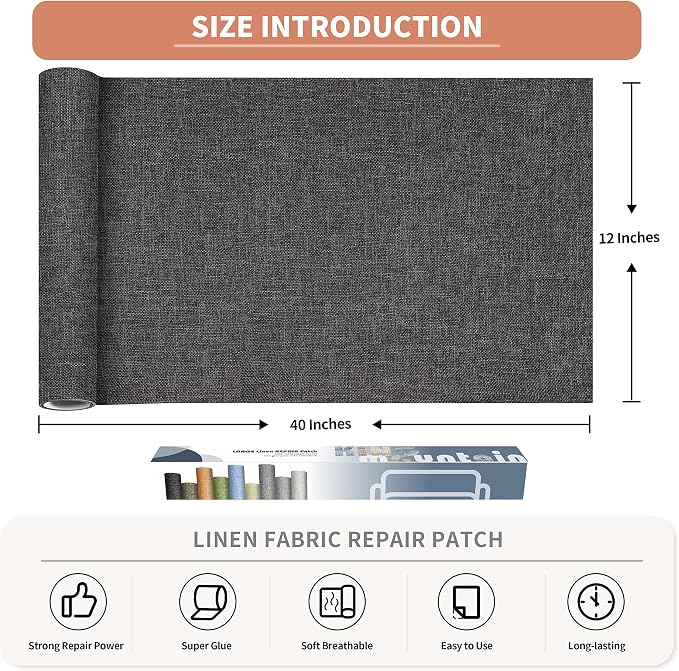 KING MOUNTAIN Fine Linen Repair Patches, Self-Adhesive Linen Fabric Patches - Image 2