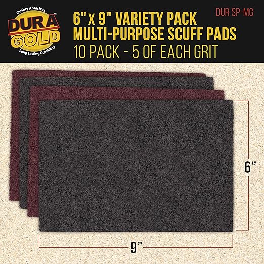 Dura-Gold Premium 6" x 9" Scuff Pads, 5 Each Maroon General Purpose & 5 Each - Image 2