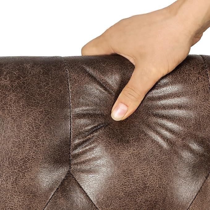 24'' Leather Ottoman with Storage Rectangle Foot Rest Ottomans Stool - Image 6