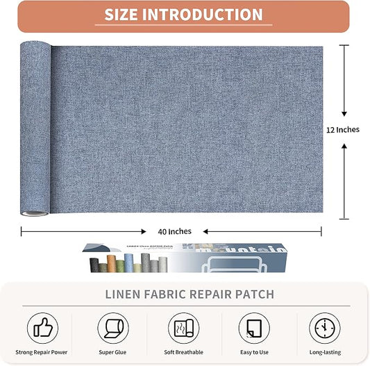 Fine Linen Repair Patches, Self-Adhesive Linen Fabric Patches, 12X40 inch Extra - Image 2