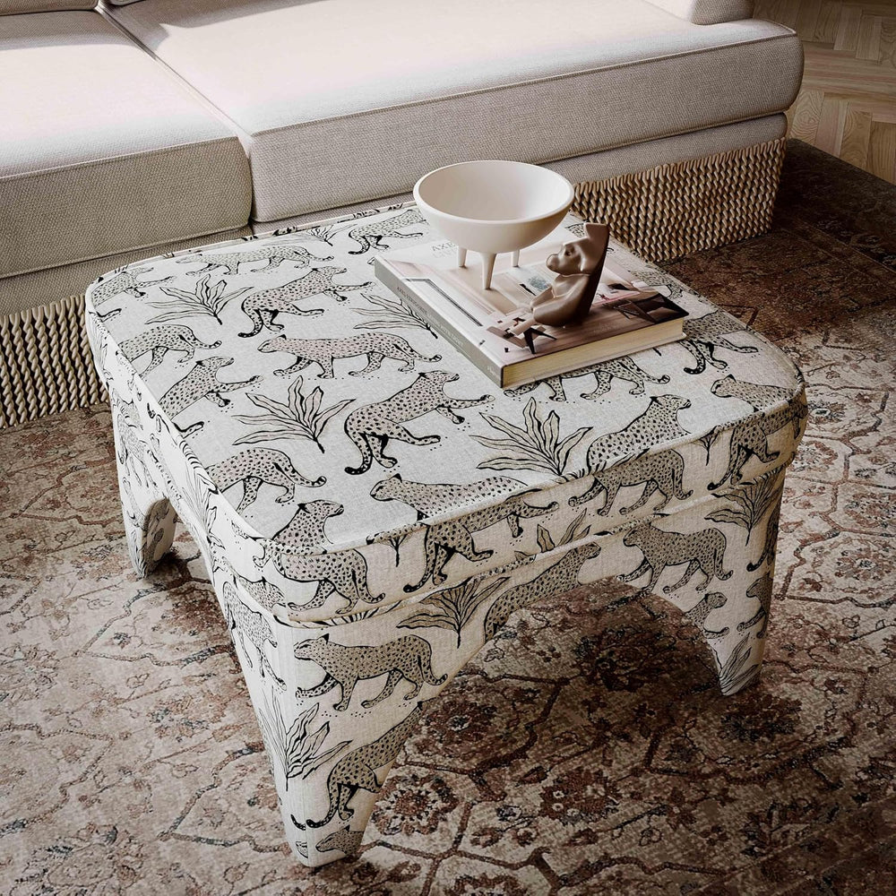 Tov Furniture Raji Jacquard Ottoman (Taupe Leopard)