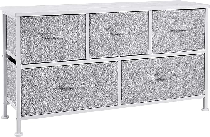 Amazon Basics Extra Wide Fabric 5-Drawer Storage Organizer Unit by AmazonBasics