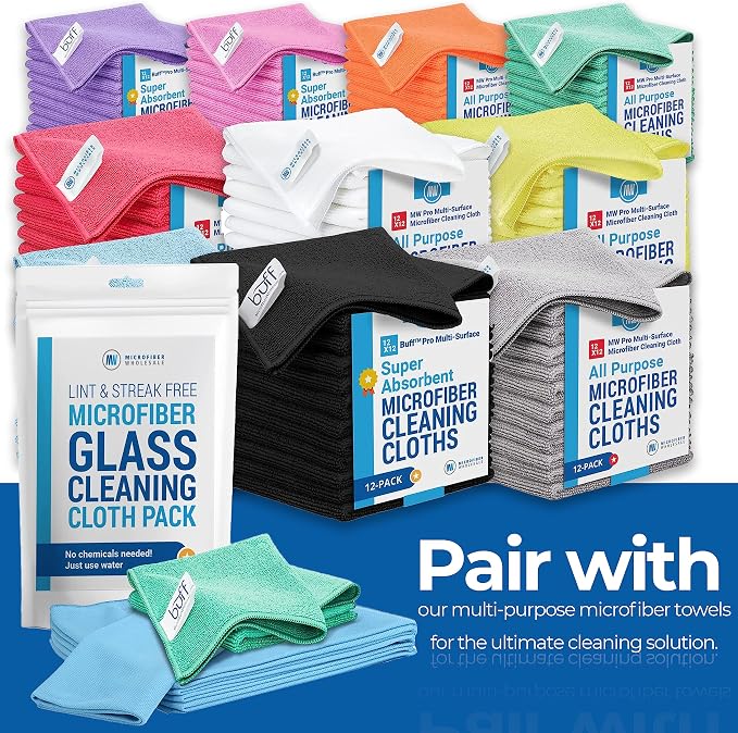 Claro 2 Step Glass Cleaning Cloth 8-Pack – Green Wet & Blue Dry Microfiber - Image 8