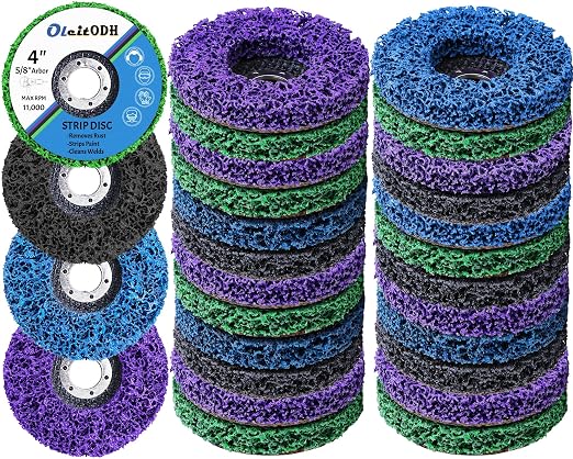 20 Pcs 4" x 5/8" Strip Discs Bulk, Paint Stripping and Rust Removal Wheels by Oleitodh