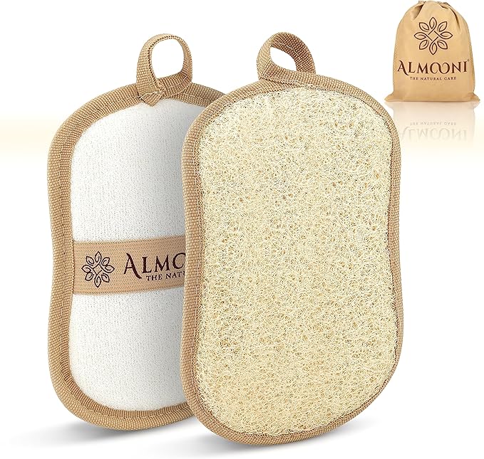 Almooni Premium Exfoliating Loofah Pad Body Scrubber, Made by Almooni