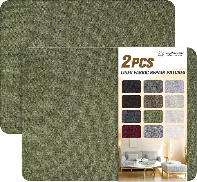 KING MOUNTAIN Fine Linen Repair Patches, Self-Adhesive Fabric, 8X11 Inch 2 PCS by ForABetterHomeLife