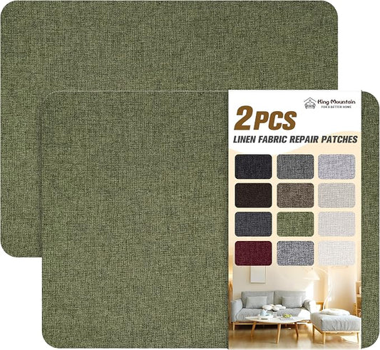 KING MOUNTAIN Fine Linen Repair Patches, Self-Adhesive Fabric, 8X11 Inch 2 PCS by ForABetterHomeLife