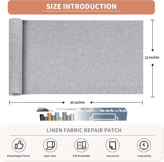 KING MOUNTAIN Fine Linen Repair Patches, Self-Adhesive Linen Fabric Patches - Image 2