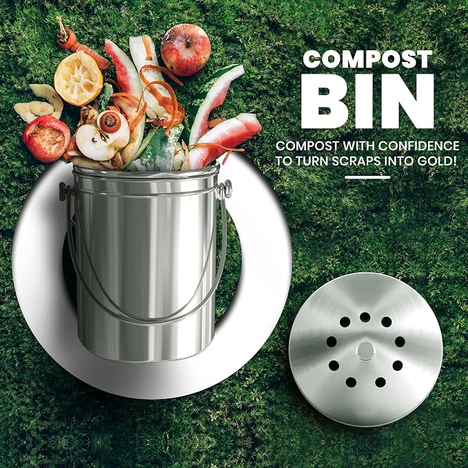 Utopia Kitchen Compost Bin for Kitchen Countertop, 1 Gallon Compost Bucket for - Image 2