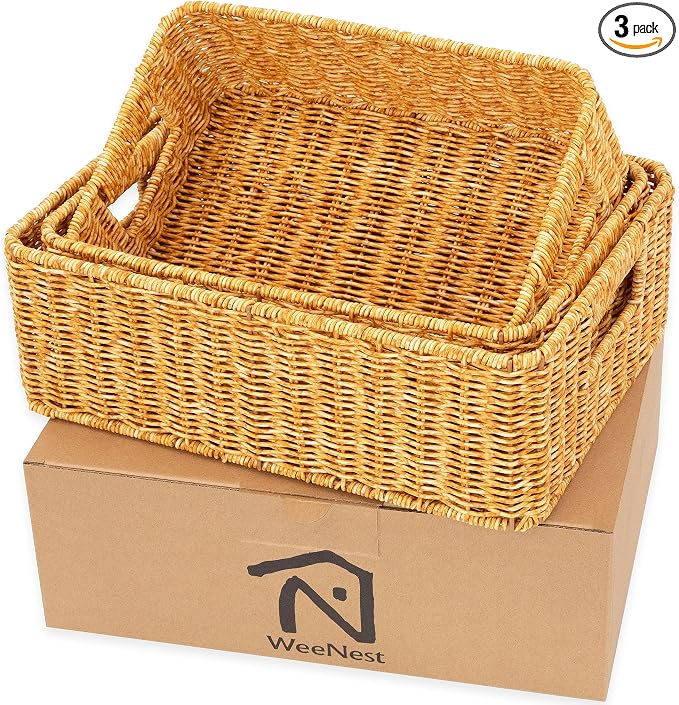 Baskets for Organizing, Undershelf Wicker Storage, Hand Woven Organizer for by WeeNest
