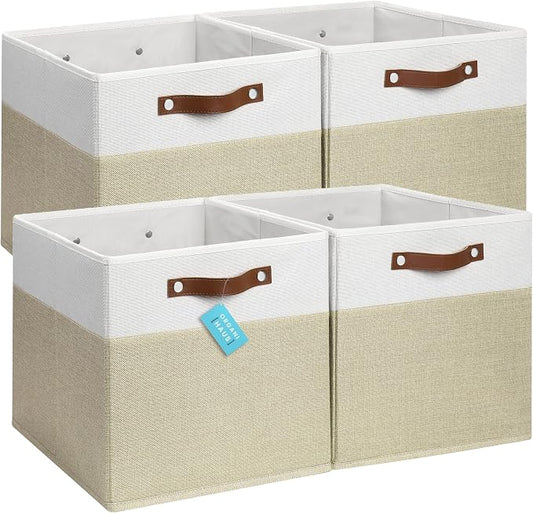 OrganiHaus 13x13 Cube Fabric Storage Bins Set of 4, Fabric Storage Cubes w/ by OrganiHaus