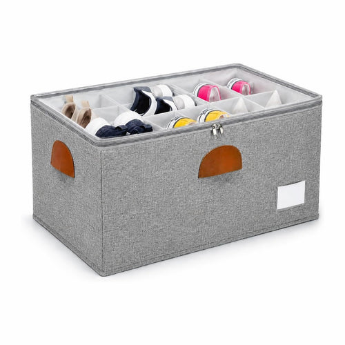 1 Pack Shoe Organizer for Closet with Adjustable Divider Shoe Storage Box